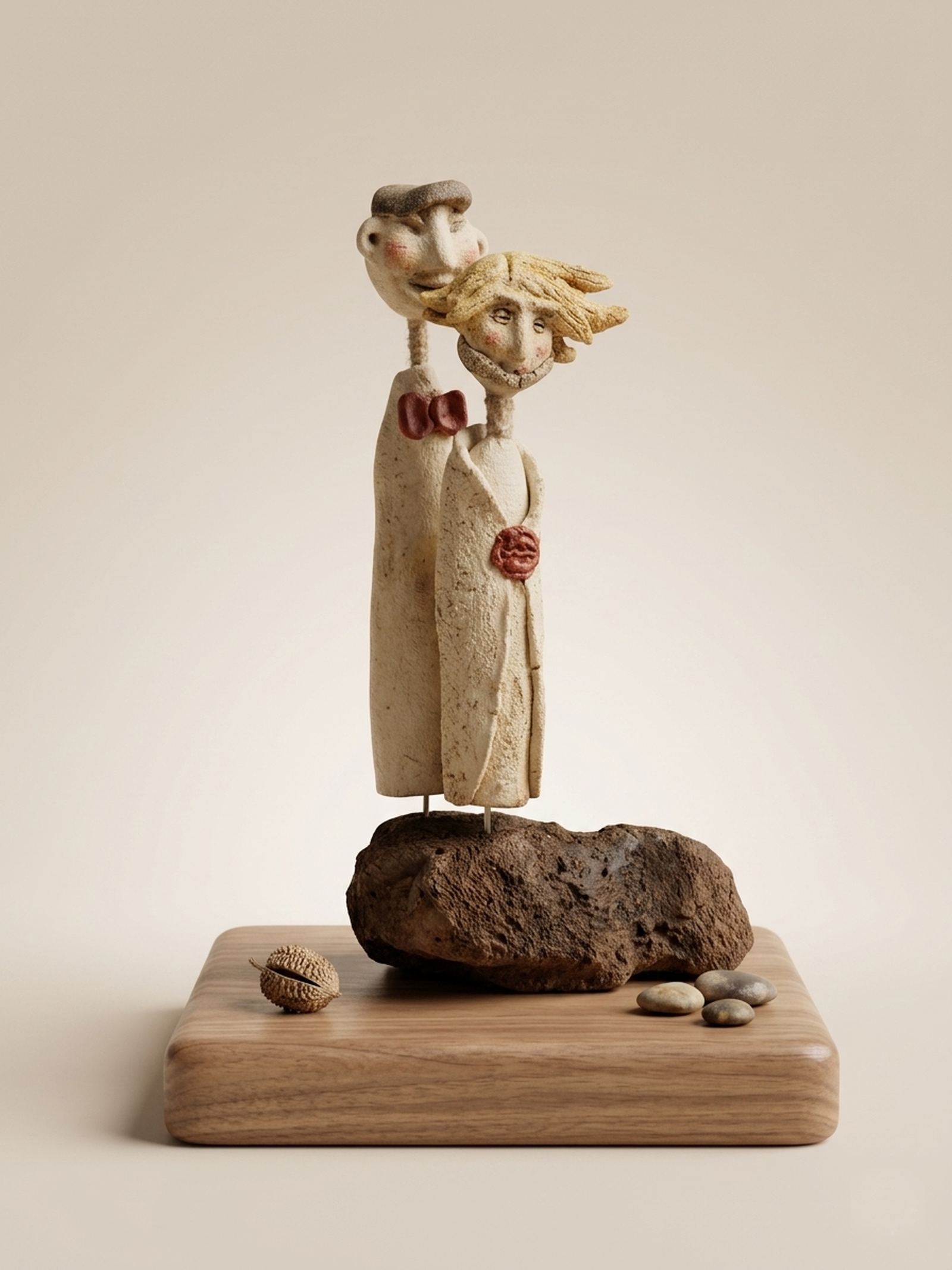 Couple de Bonhommes Patates sur un galet