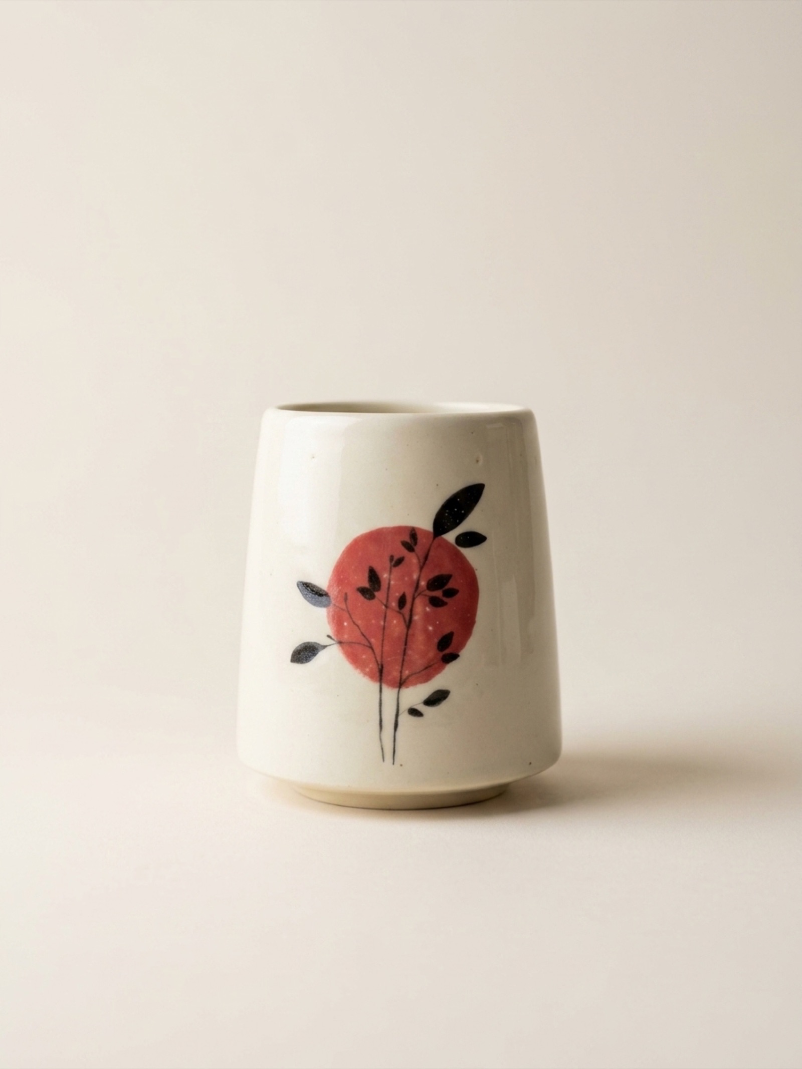 Tasse Asian Vibe, rond terre cuite et motif héron